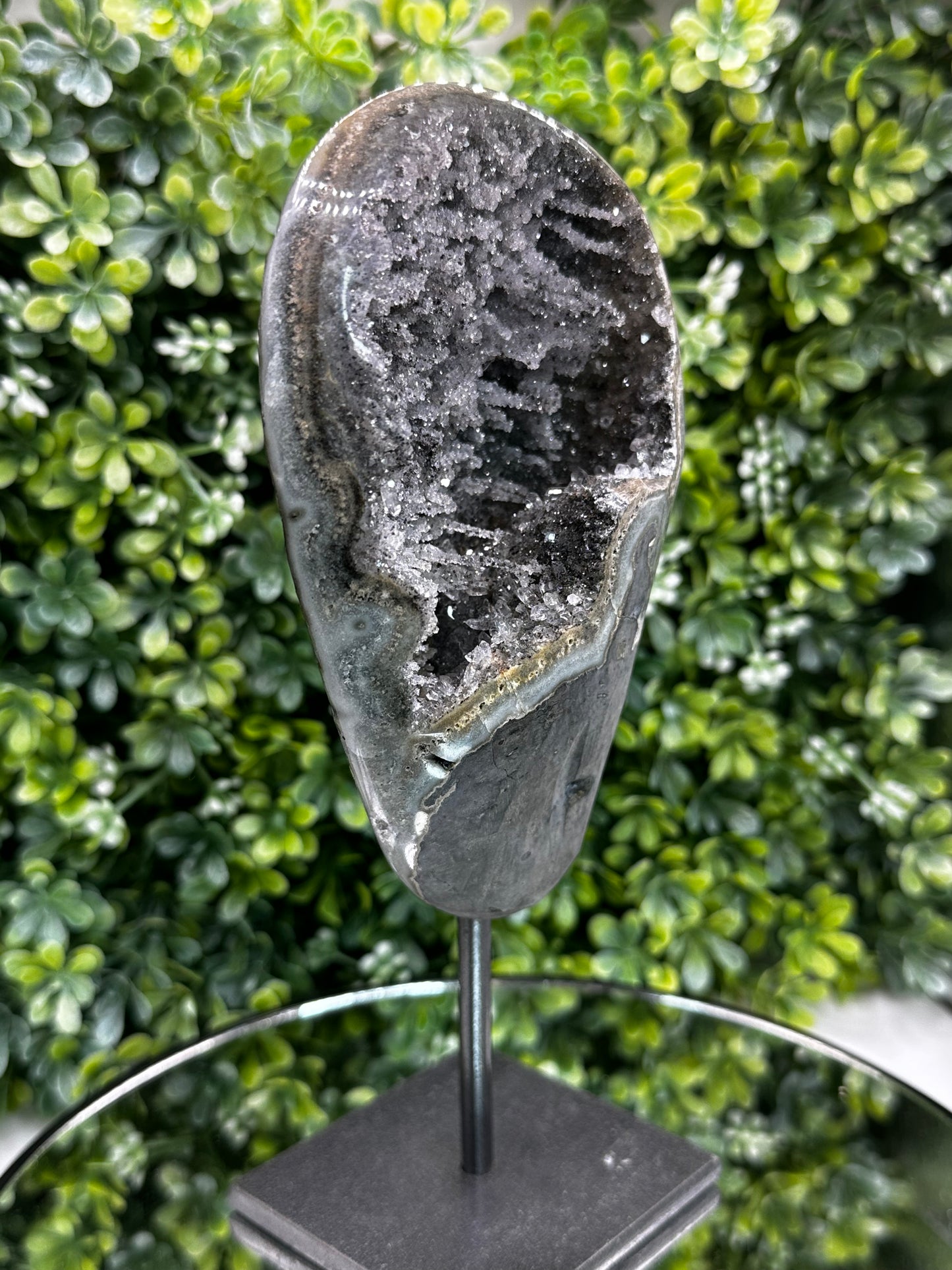 Black Galaxy Amethyst on Metal stand (Uruguay)