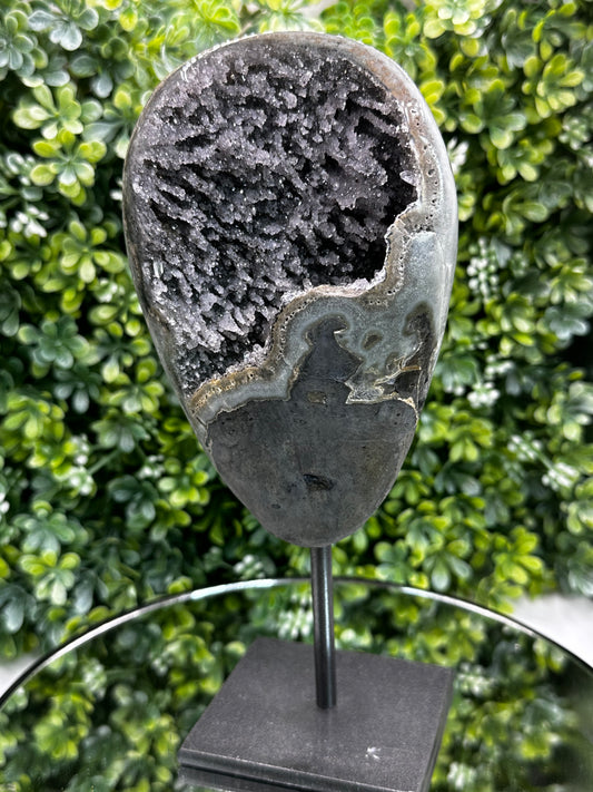 Black Galaxy Amethyst on Metal stand (Uruguay)