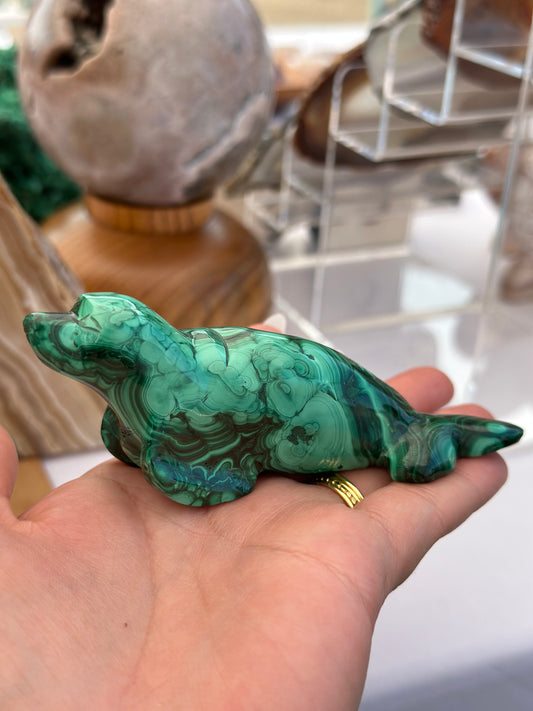 Malachite Seal Crystal Carving